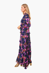 Exclusive Suzani Navy Mock Neck Dress