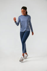 Navy Trellis Gingham Long Sleeve Ryan Boyfriend Tee