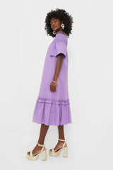 Purple Shirred Capri Midi Dress