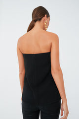 Strapless Noir Crepe Marin Top