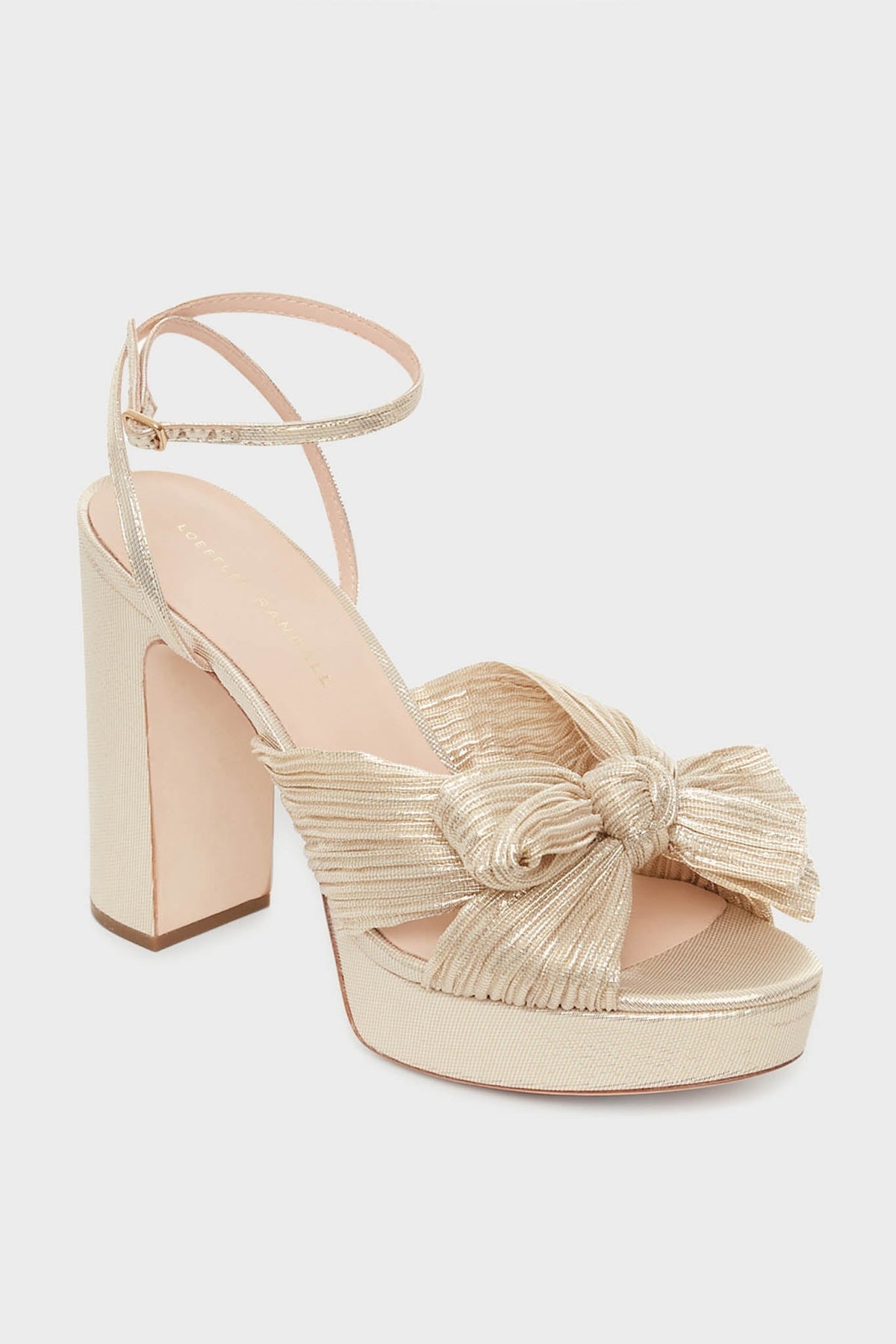 Platinum Lame Natalia Heels
