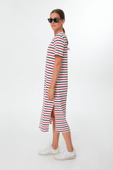 Americana Stripe Short Sleeve Gio Maxi Dress