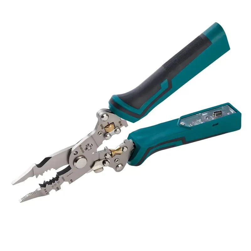 Foldable electrical wire stripping pliers