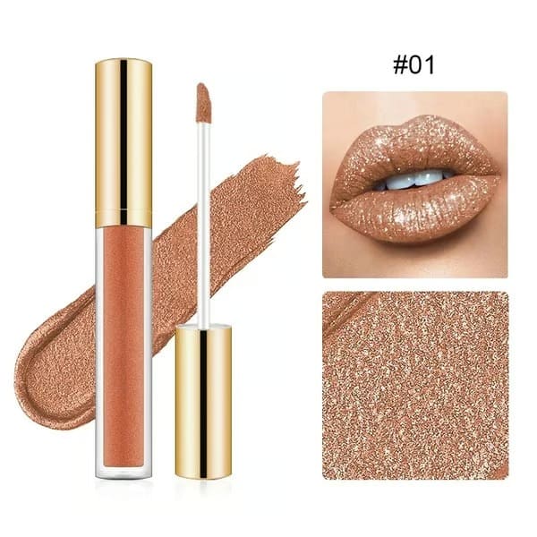 Pearlescent shimmering lip gloss