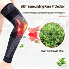 Mugwort-infused warming knee and leg sleeves