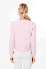 Pink Floral Embroidered Lilah Sweater