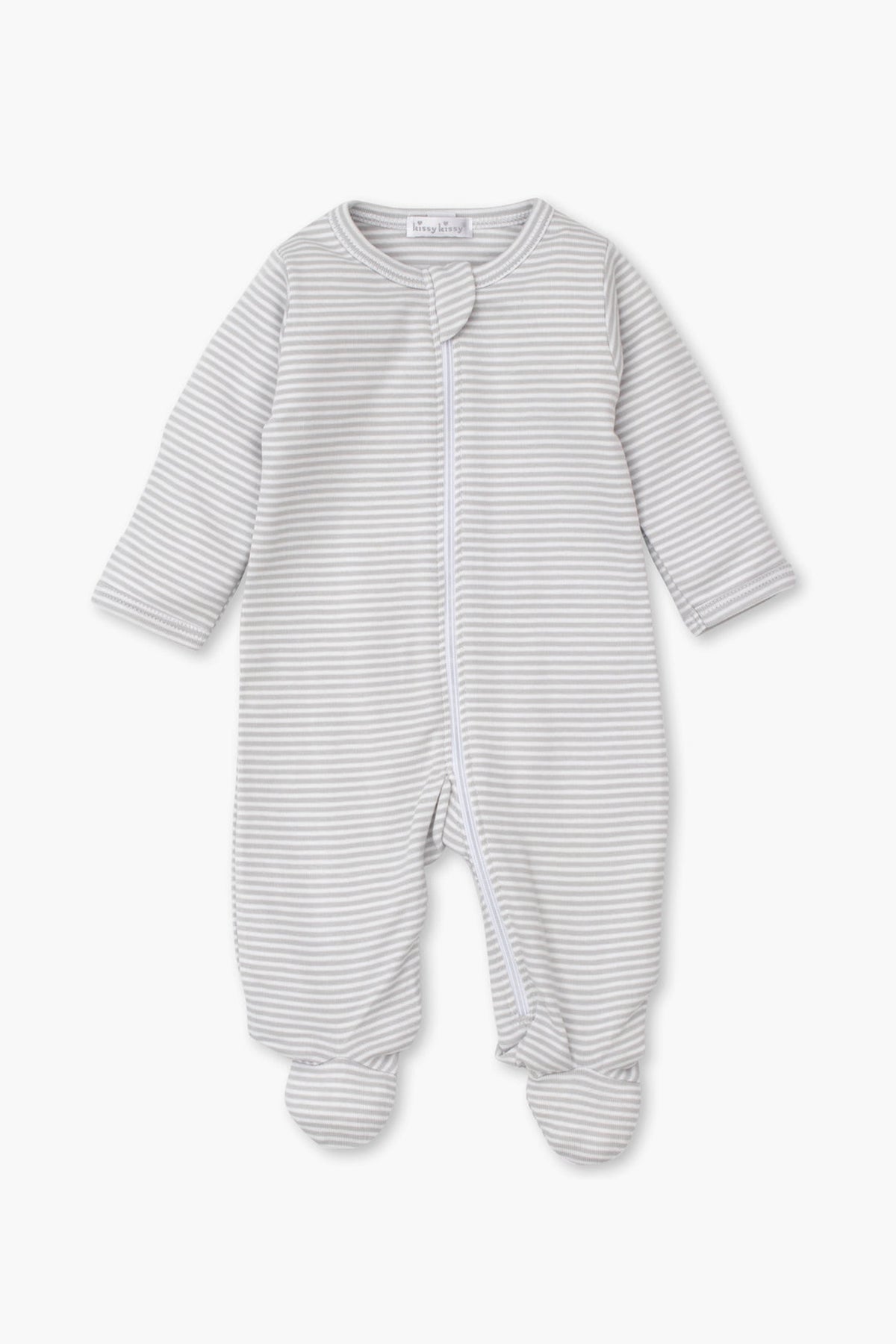 Gray Classic Rib Zipper Footie