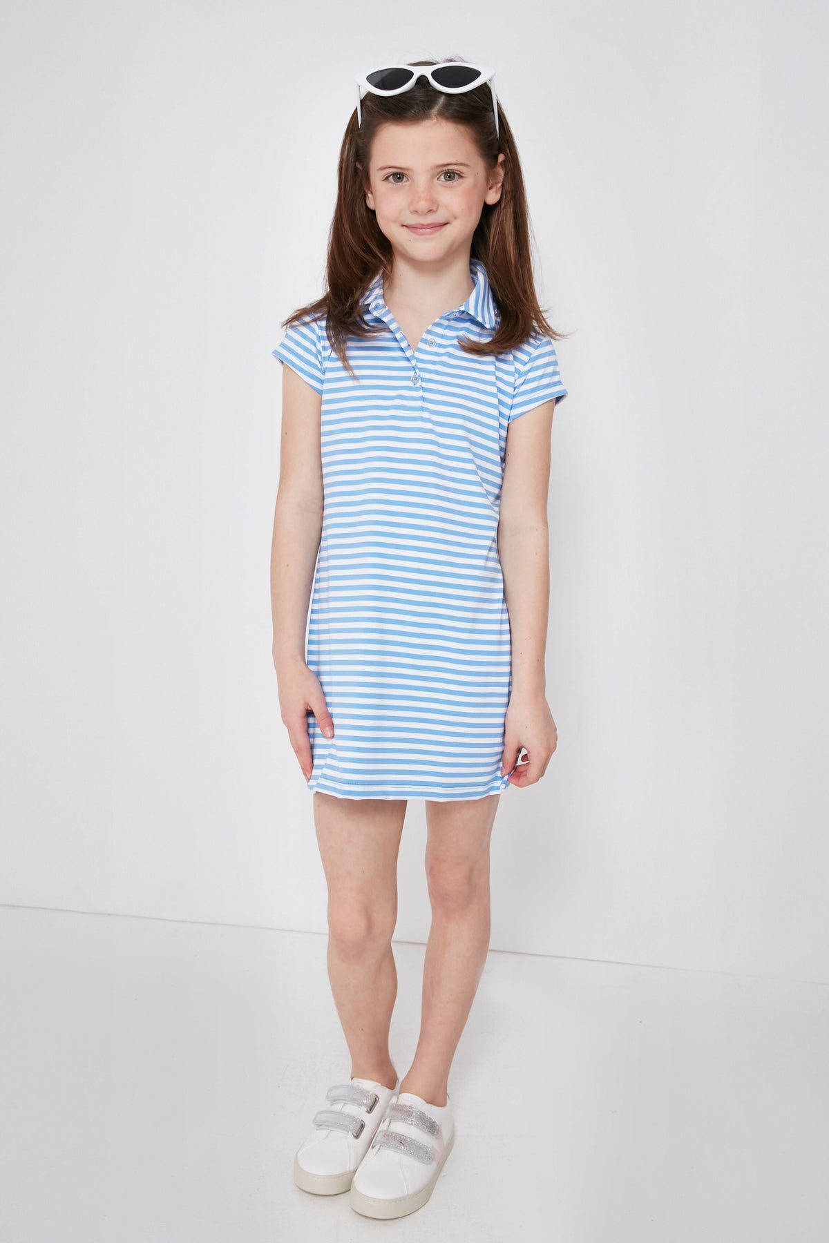 Periwinkle and White Girls Performance Polo Dress