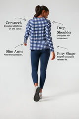 Navy Trellis Gingham Long Sleeve Ryan Boyfriend Tee
