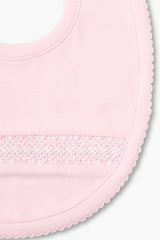 Pink Hand Smocked Bib