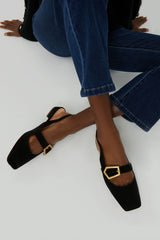 Black Suede Mandolin Flats