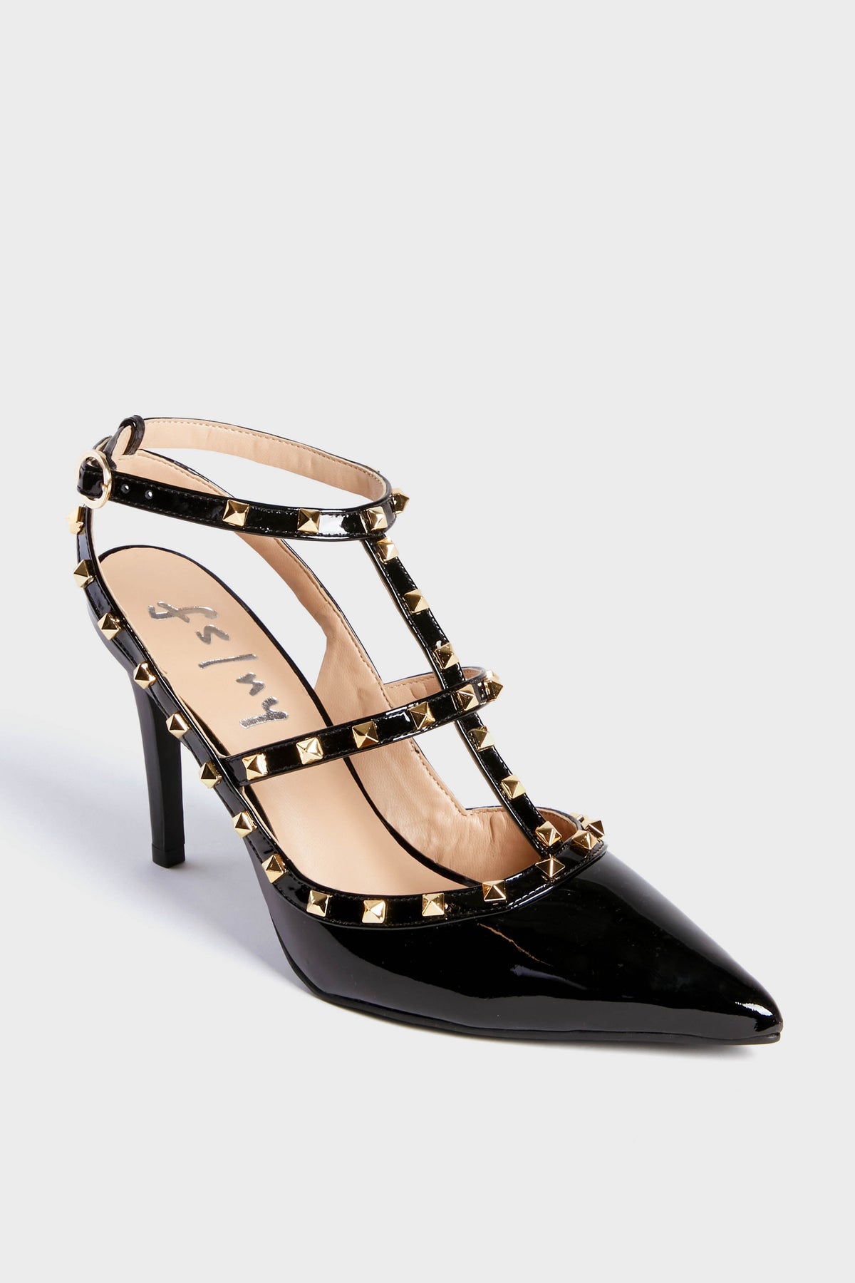 Black Elodie Studded Heels