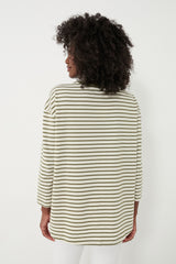 Olive Striped Knit Popover