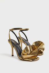 Gold Cracked Metallic Leather Penelope Sandals
