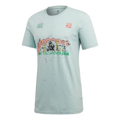 adidas Marvel Hulk Green Cartoon Printing Round Neck Short Sleeve light green FN1762