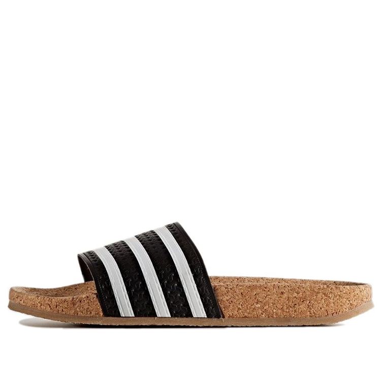 (WMNS) adidas originals Adilette Cork Slippers Black/White BA7211