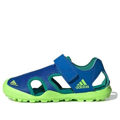 (GS) adidas Terrex Captain Toey K Velcro Outdoor Flat Heel Colorblock Sports Blue Green Sandals EF2242
