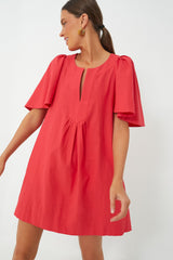 Red Finley Flutter Sleeve Dress