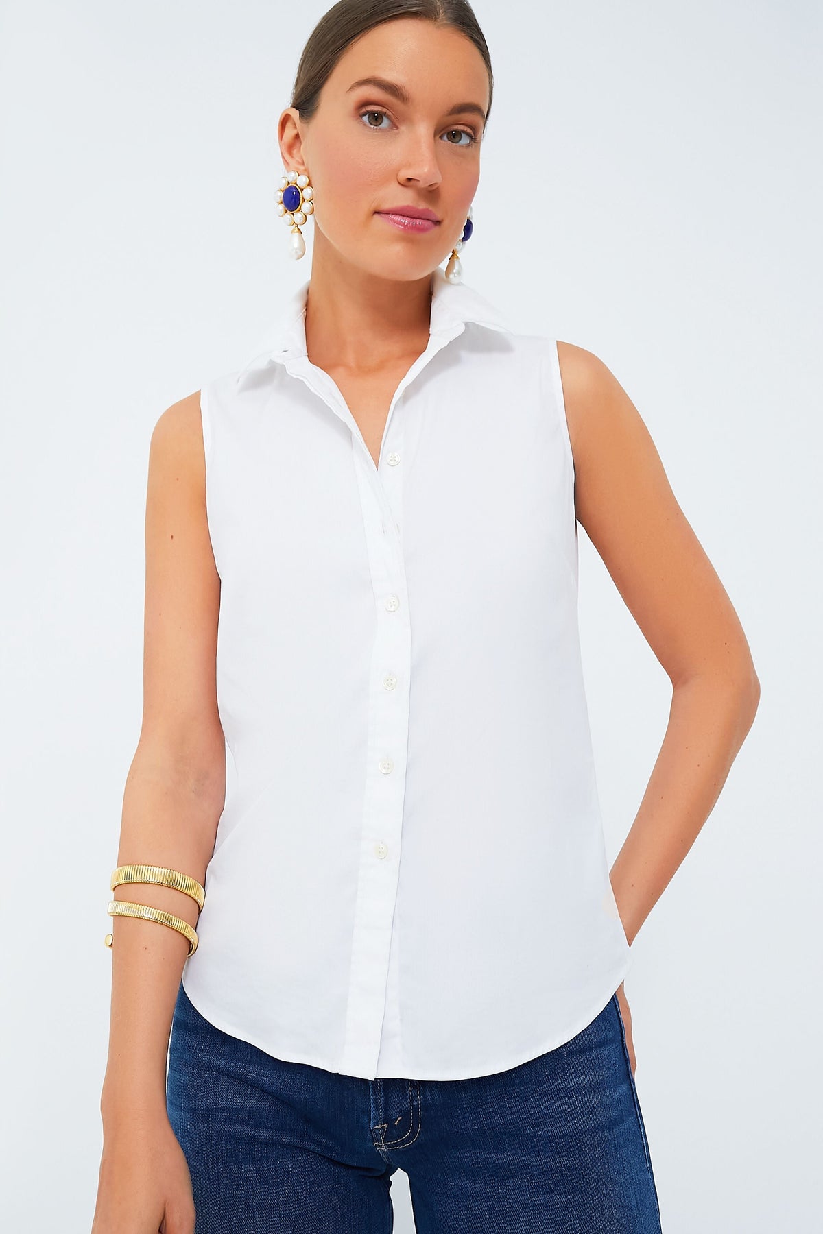 White Sleeveless Essentials Shirt