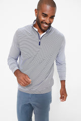 Navy Perth Sugar Stripe Performance Quarter-Zip