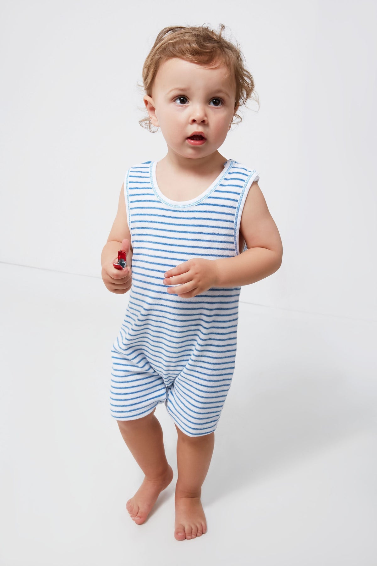 Blue Terry Sleeveless Play Overall