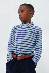 Sky Stripe Parker Long Sleeve Polo
