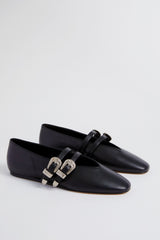 Black Claudia Western Leather Slippers