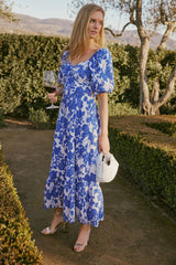 Blue Floral Seaport Midi Dress