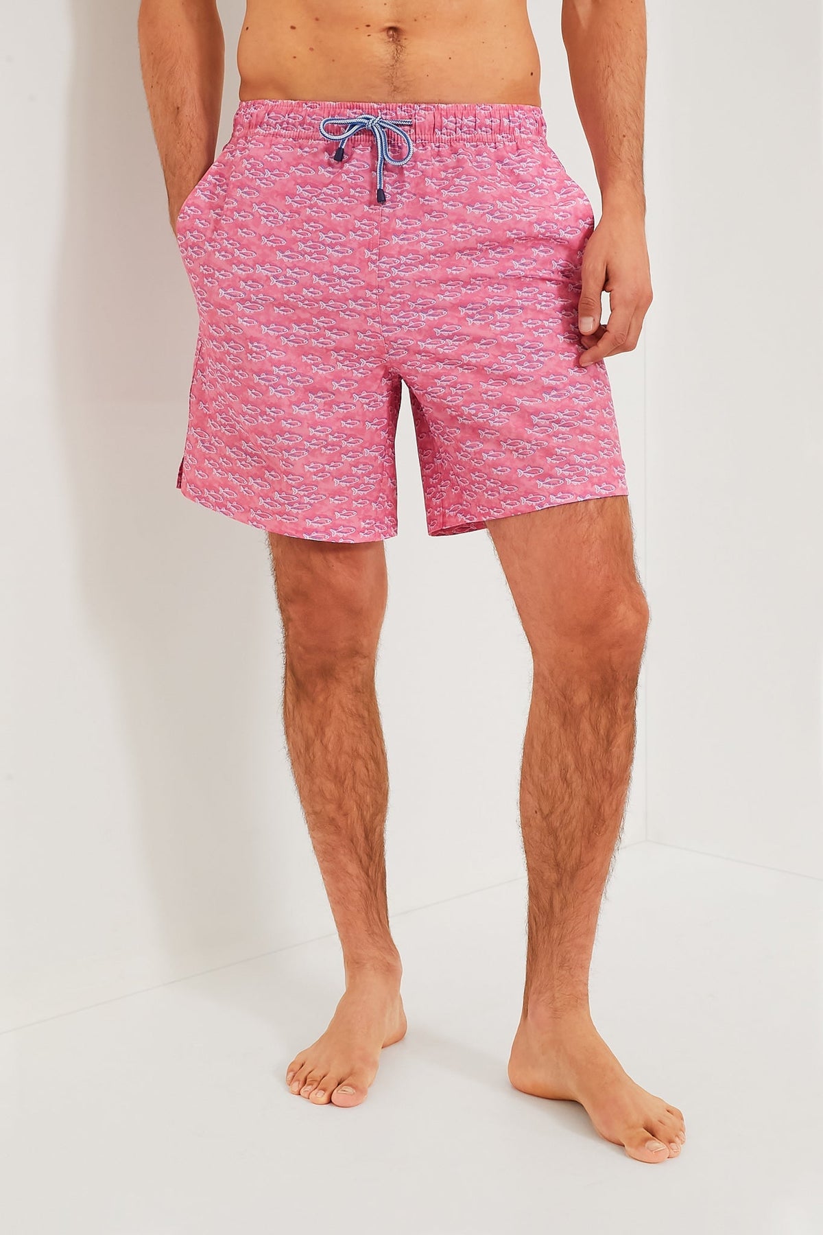 Pink Ruby School of Fish Swim Trunks
