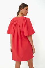 Red Finley Flutter Sleeve Dress