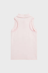 Girls Cotton Mesh Sleeveless Polo Shirt