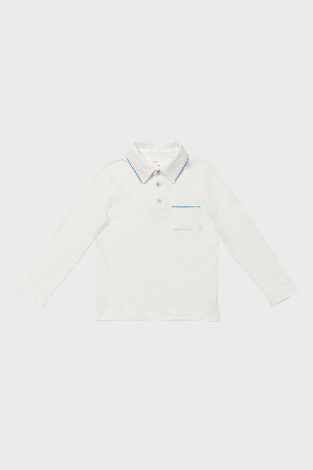 Blue Piping Parker Long Sleeve Polo