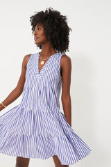 Blue and White Stripe Sleeveless Cotton Poplin Kenzo Dress