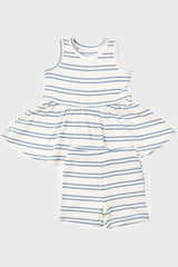 Anchor Stripe Rib Peplum Tank Top and Biker Shorts