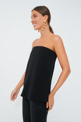 Strapless Noir Crepe Marin Top