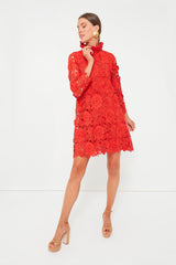Red Guipure Lace Daphne Dress