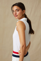 White Sleeveless Caroline Polo