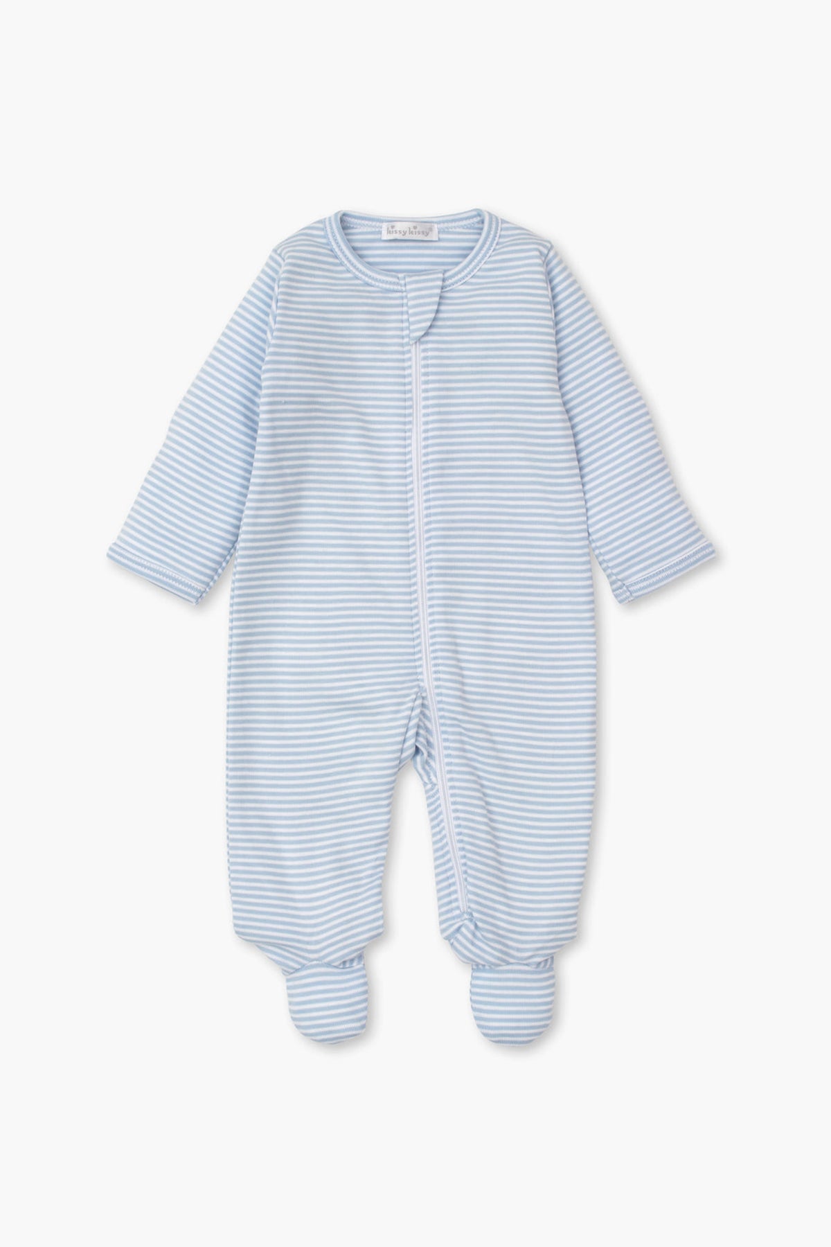 Blue Classic Rib Zipper Footie