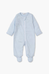 Blue Classic Rib Zipper Footie