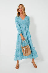 Exclusive Ocean Ditsy Isabel V Neck Dress
