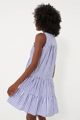 Blue and White Stripe Sleeveless Cotton Poplin Kenzo Dress