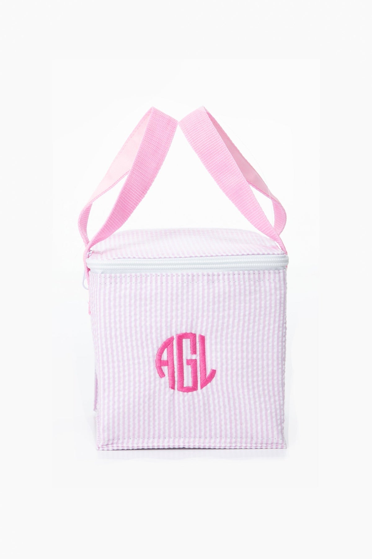 Pink Seersucker Snack Square Bag