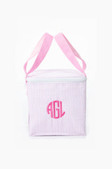 Pink Seersucker Snack Square Bag