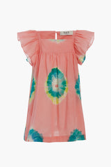 Pink Lourdes Tie Dye Flutter Sleeve Dress